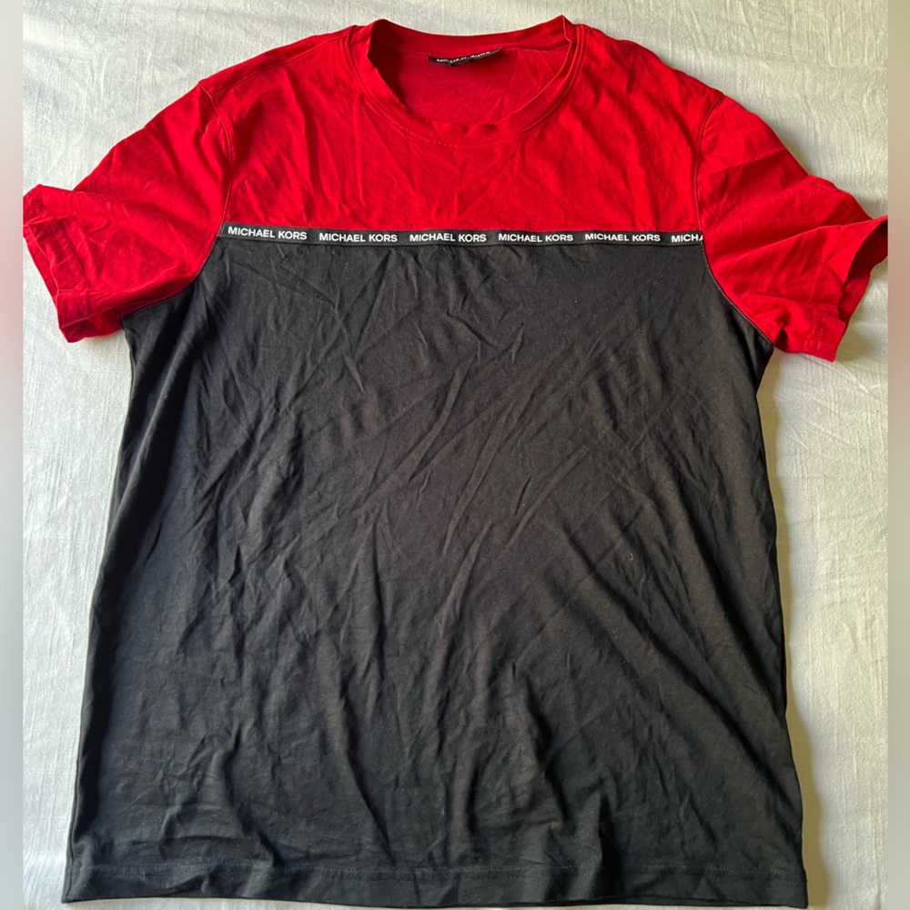 Michael Kors Black and Red Short Sleeve Tee